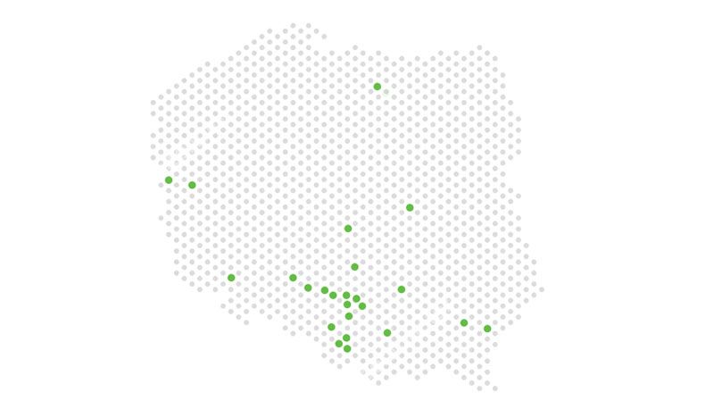 Mapa lokalizacji z wdrożonymi rozwiązaniami OpenOne